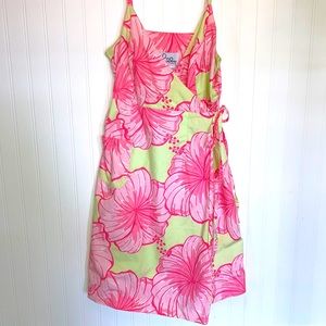 Lilly Pulitzer floral Hawaiian print wrap dress 100% cotton sz 8 EUC